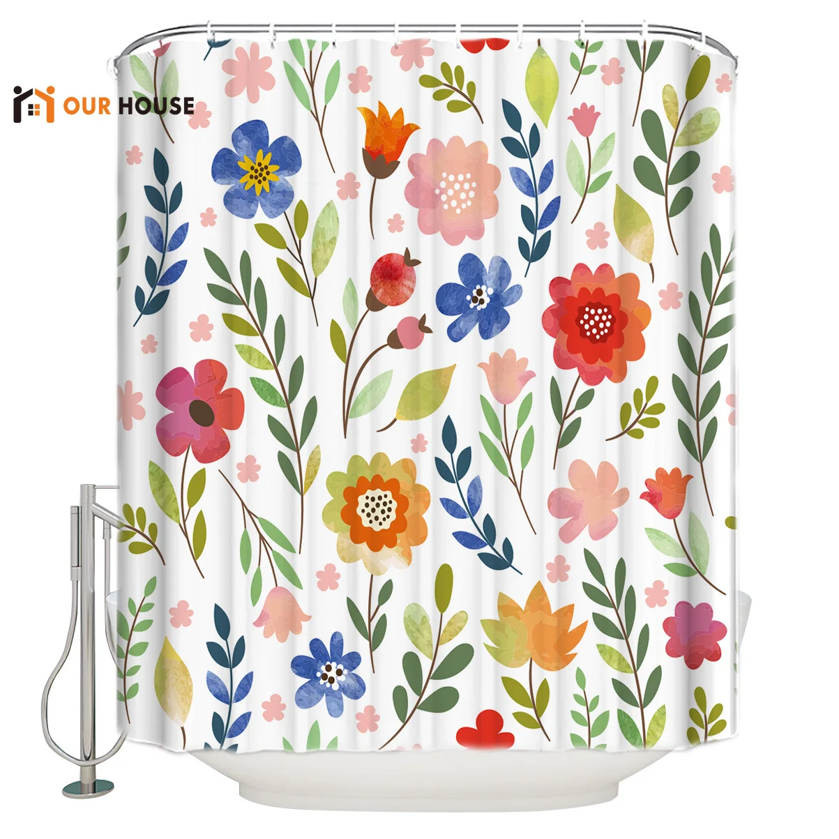 Наш дом иллюстрации Мультфильм цветок цветочный весенний душ шторы ткань лайнер