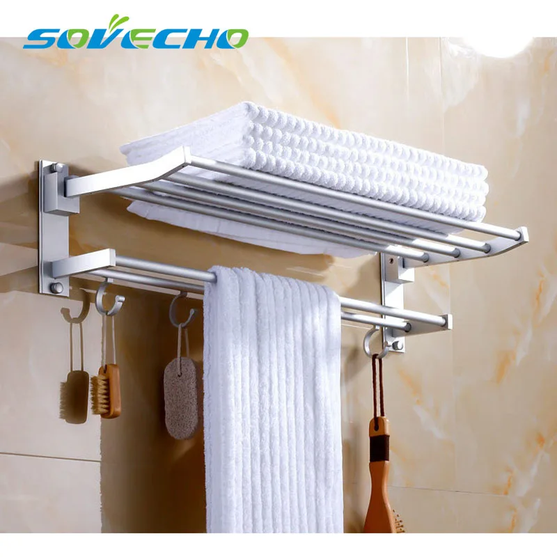 Бесплатная доставка Алюминиевая Полка для полотенец Складная полка ванной
