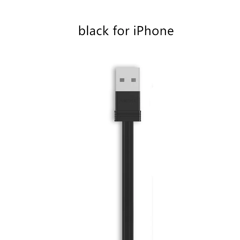 black for iphone Remax USB кабель для передачи данных и зарядки кабель 2,1 а 1 м и 0,16 м два кабеля передачи быстрой зарядки кабель для iPhone 6 7 8 для xiaomi samsung - Цвет: black for iphone