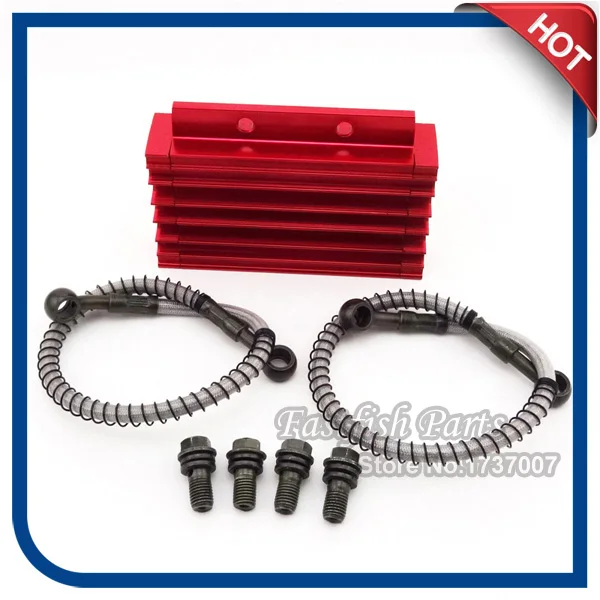 Охлаждающий радиатор с ЧПУ масляный красный комплект для Pit Dirt Bike 125cc 140cc YX Lifan Zongshen