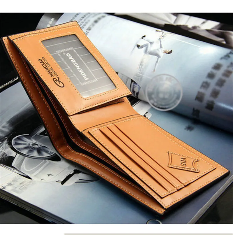 Two pocket cards pleated clutch purse 2014 new fashion hot atmosphere simple PU leather wallet for men | Багаж и сумки