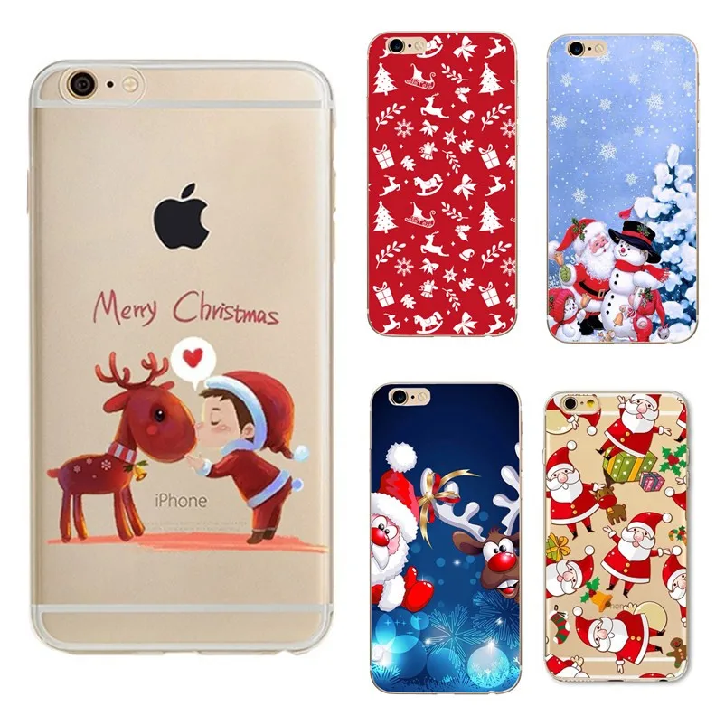 for Funda iPhone 6 case 5 5S 6S 7 Plus X Cute Santa Claus Soft TPU Cover Case Christmas Coque 8 |