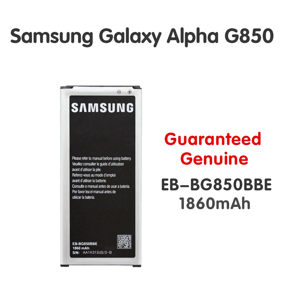 samsung Замена Батарея для Galaxy Alpha NFC EB-BG850BBE G850 G8508S G850A G850Y G850K G8509V G850F 1860 запасная батарея AKKU для телефона, мАч