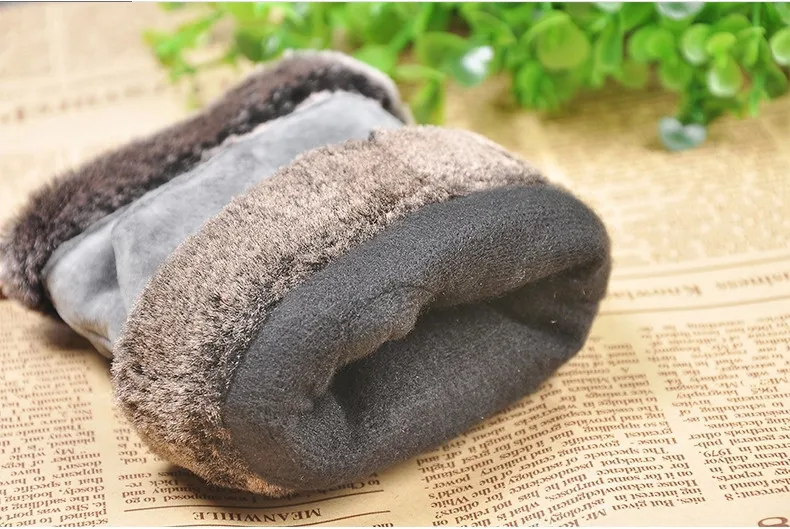 Женские варежки плюс короткая флисовая подкладка Топ Мода Леди Натуральная свиная кожа замша перчатки без пальцев L128NQ