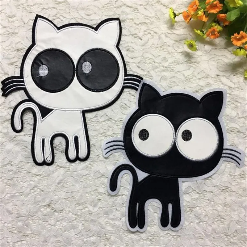 Вышитые патчи для одежды 23 см кролик значок с изображением кота аппликация пу