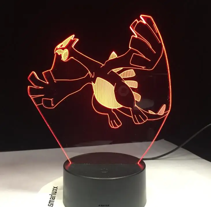 Pokemon Go Lamp 5 Игры "Покемон го" Mimikyu Хо-ой purrloin Magikarp «Pokemon Go» роликой Rayquaza prinplup politoed lugia мультфильм 3D лампа 7 цветов светодиодный настенный Декор ночной Светильник - Испускаемый цвет: Pokemon Go Lamp 5