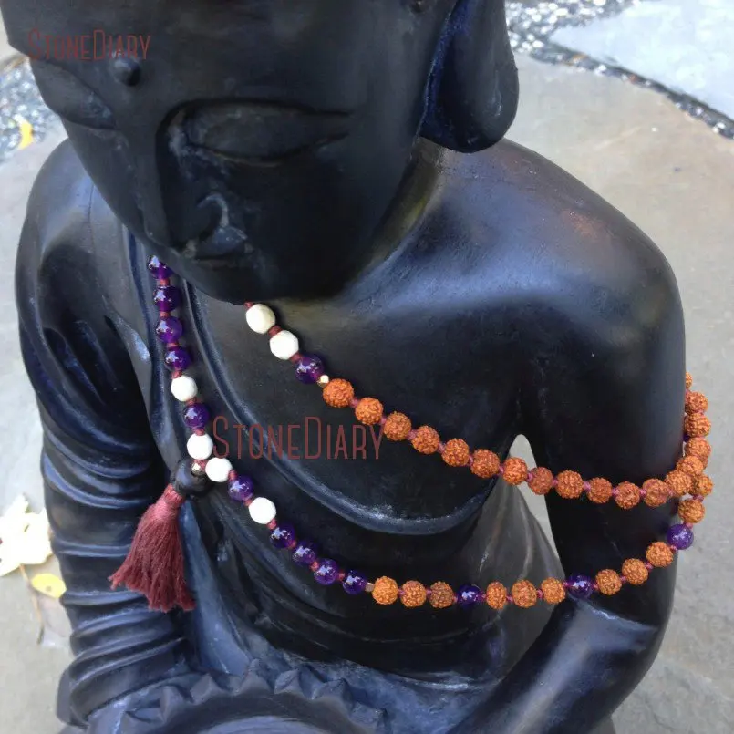 Женская буддийская молитва колье с кисточкой аметист Howlite 108|tassel necklace|necklace