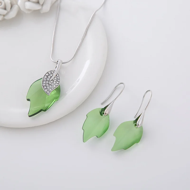 Moonrocy серебро Цвет Мода листьев синий зеленый розовый кристалл Цепочки и ожерелья