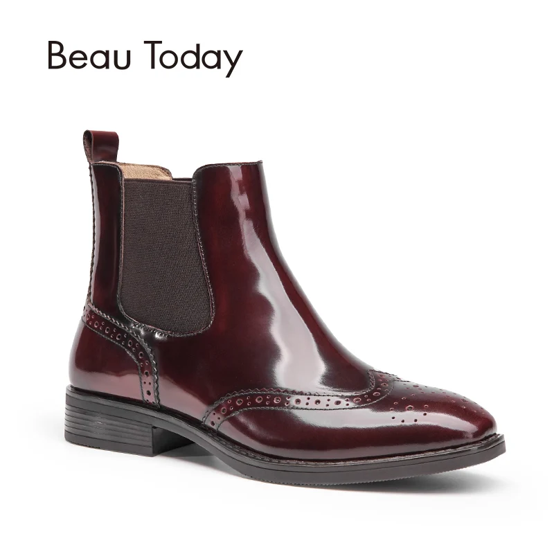 BeauToday пояса из натуральной кожи ботинки челси для женщин Качество Лакированная