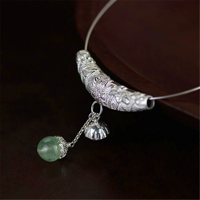 Lotus Fun реальные стерлингового серебра 925 Натуральный пренит ювелирных украшений