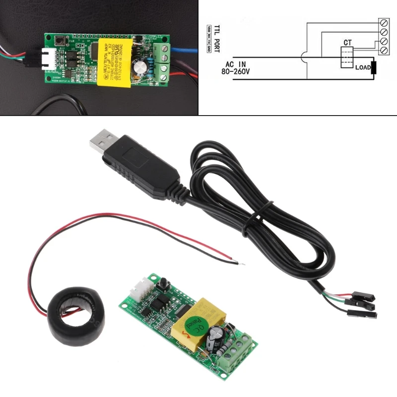 PZEM 004T напряжение тока силовой модуль энергии AC 80 260V 100A w CT USB адаптер LS'D