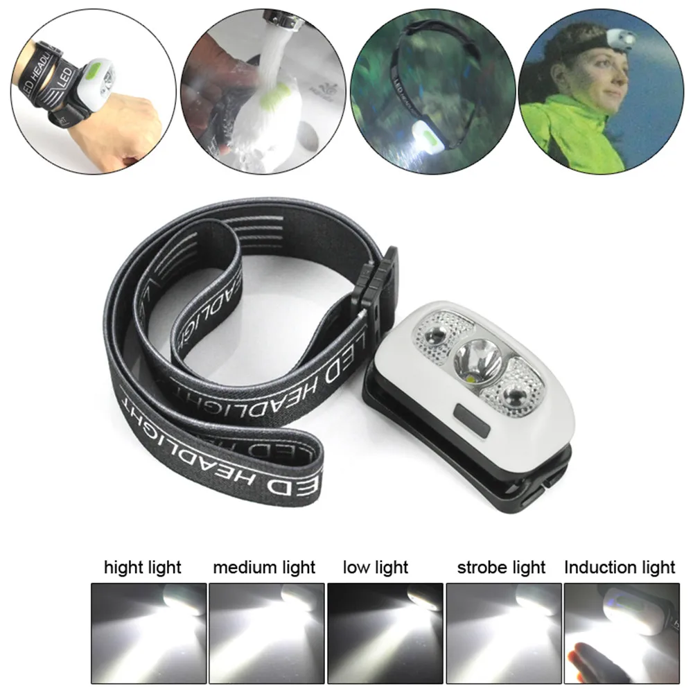 Boruit Мини ИК сенсор фар индукции usb перезаряжаемые фары свет кепки легкий фонарик