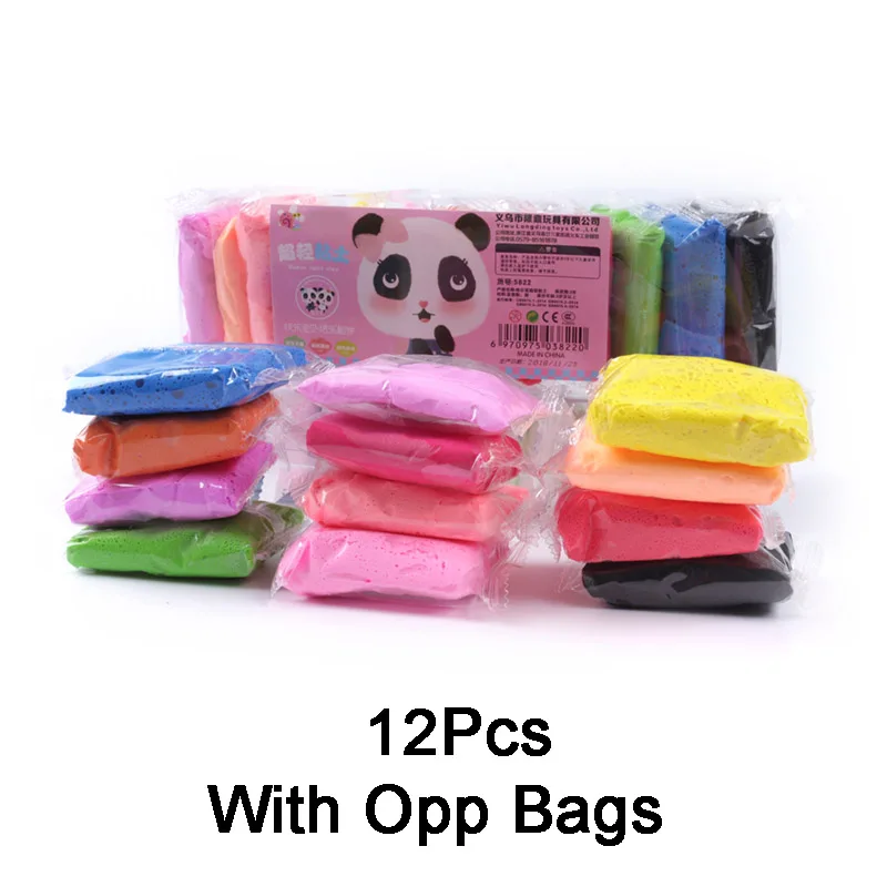 12Pcs Bag Pack 12/24/36 шт./лот слизи Игрушки для маленьких детей безопасный нетоксичный эластичная полимерная Playdough воздушная сушка литья DIY мягкий пластилин из полимерной глины - Цвет: 12Pcs Bag Pack