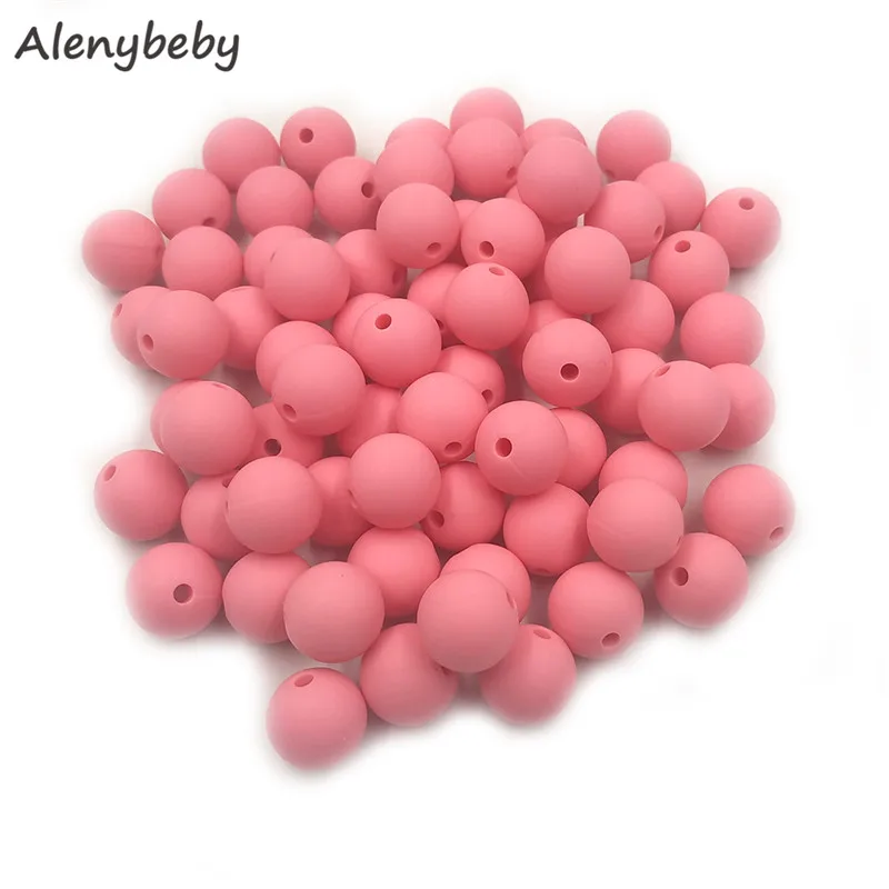 Baby pink 100 шт., для пищевых продуктов круглые силиконовые бусы 15 мм детский аксессуар для прорезывания зубов игрушка DIY соска цепи уход детский прорезыватель BPA бесплатно - Цвет: Baby pink