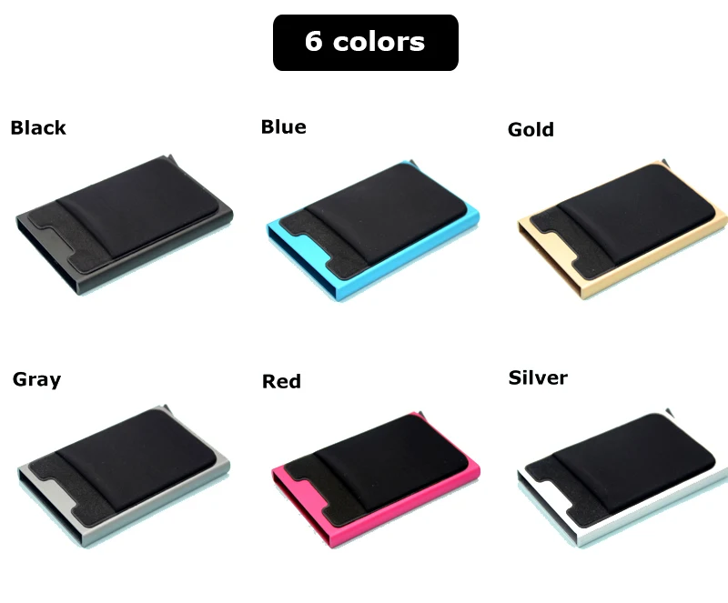 BONAMIE Hot! Credit Card Holder Case Aluminum Wallet With Elasticity Back Pocket RFID Thin Metal Wallet Business ID Card Holder