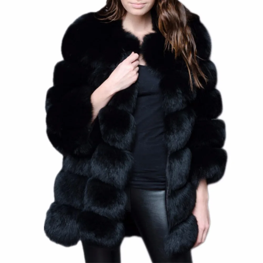 Lisa Colly 4XL модное пальто из искусственного меха Женская длинная меховая шуба