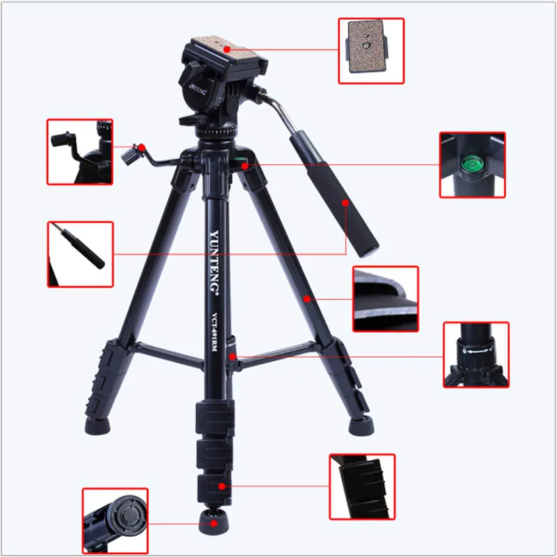 Алюминиевый Трипод Yunteng для зеркальной камеры canon 700D 650D 600D с сумкой в комплекте