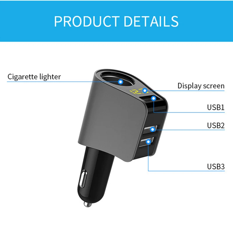 Evewher 3.1A DVR 3USB автомобильное зарядное устройство для мобильного телефона в