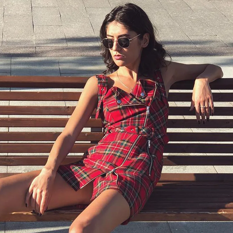 Женское платье с v образным вырезом ремень пряжкой Клубное в стиле хип хоп