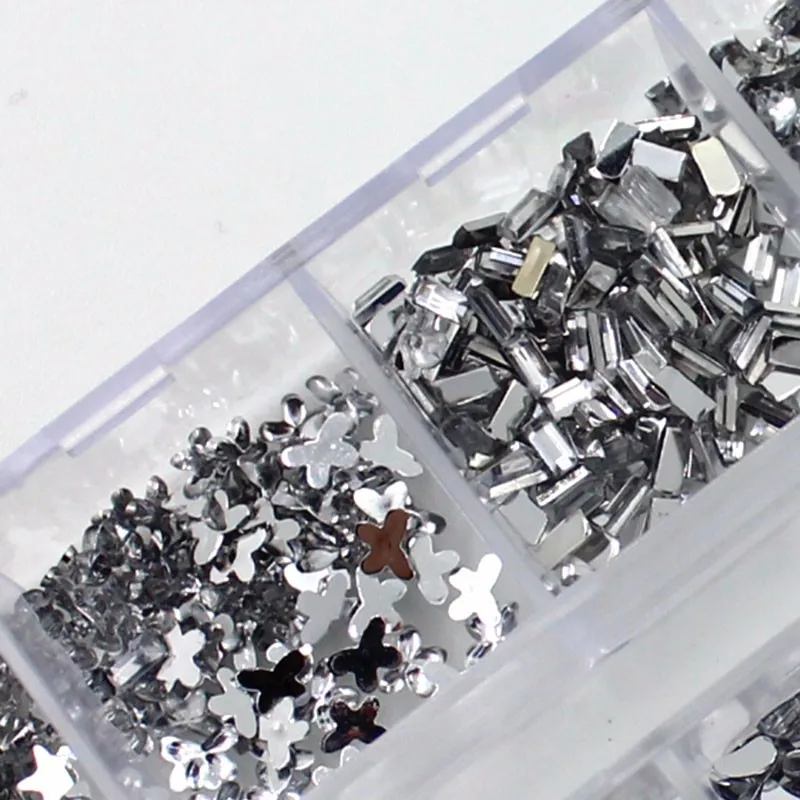 Серебряная пудра для ногтей 3D Типсы ногтевого дизайна Кристальные блестки