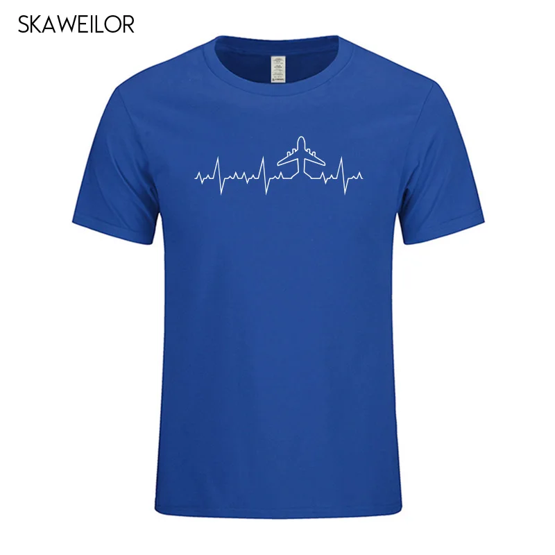 Сердцебиение самолет пилот забавная футболка с принтом для мужчин короткий