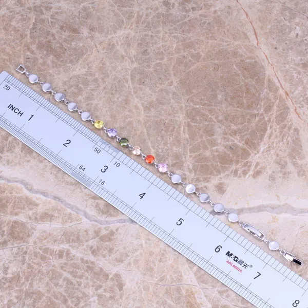 Многоцветный Зеленый перидотовый посеребренный браслет-цепочка 6 5-7 5 дюйма S0328 |