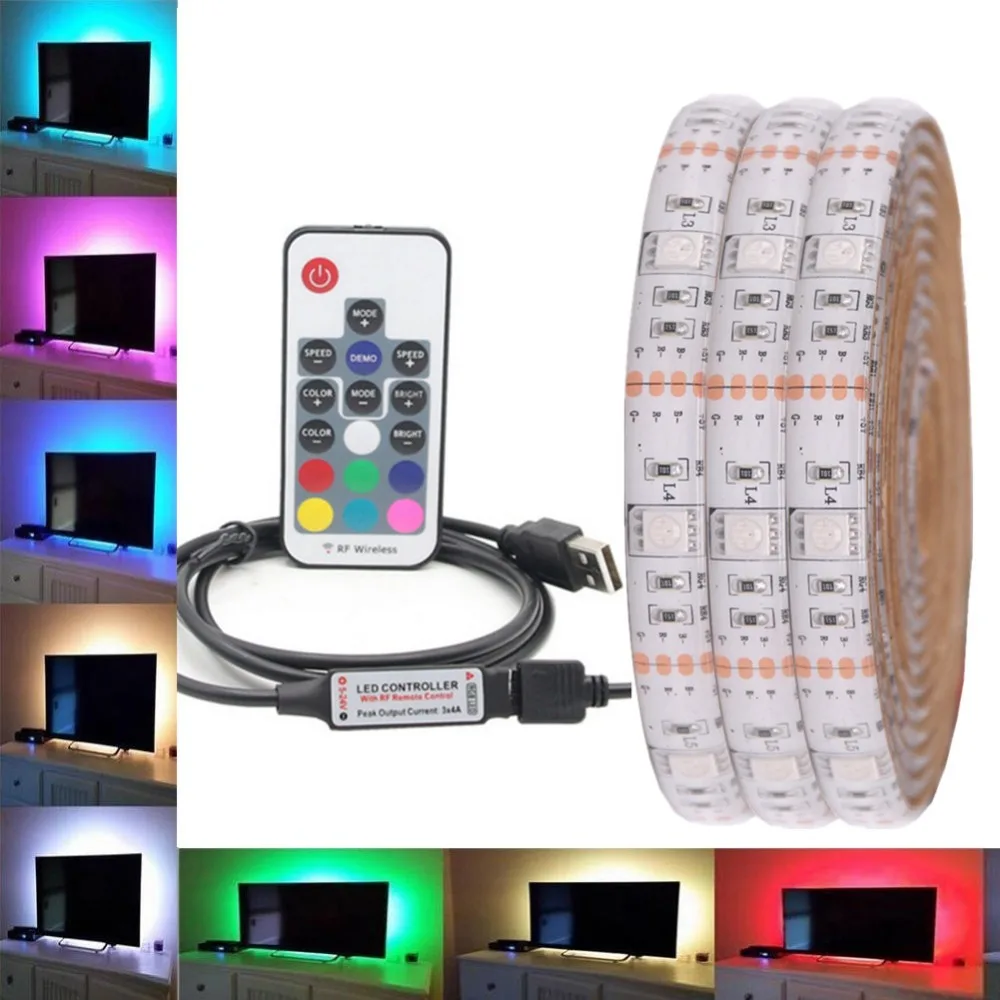 DC 5 В RGB Светодиодная лента Водонепроницаемая USB ТВ ПОДСВЕТКА светодиодный