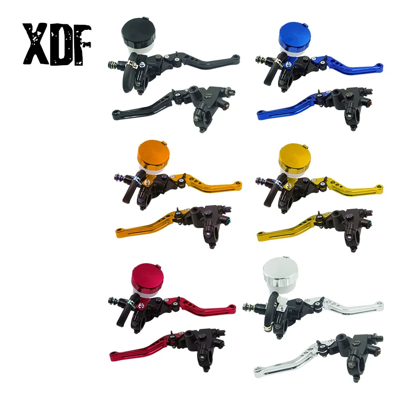 CNC 7/8'' 22mm Motorcycle Clutch Brake Lever Master Cylinder Reservoir Set with Adjustable Levers For Yamaha Honda 125-600cc