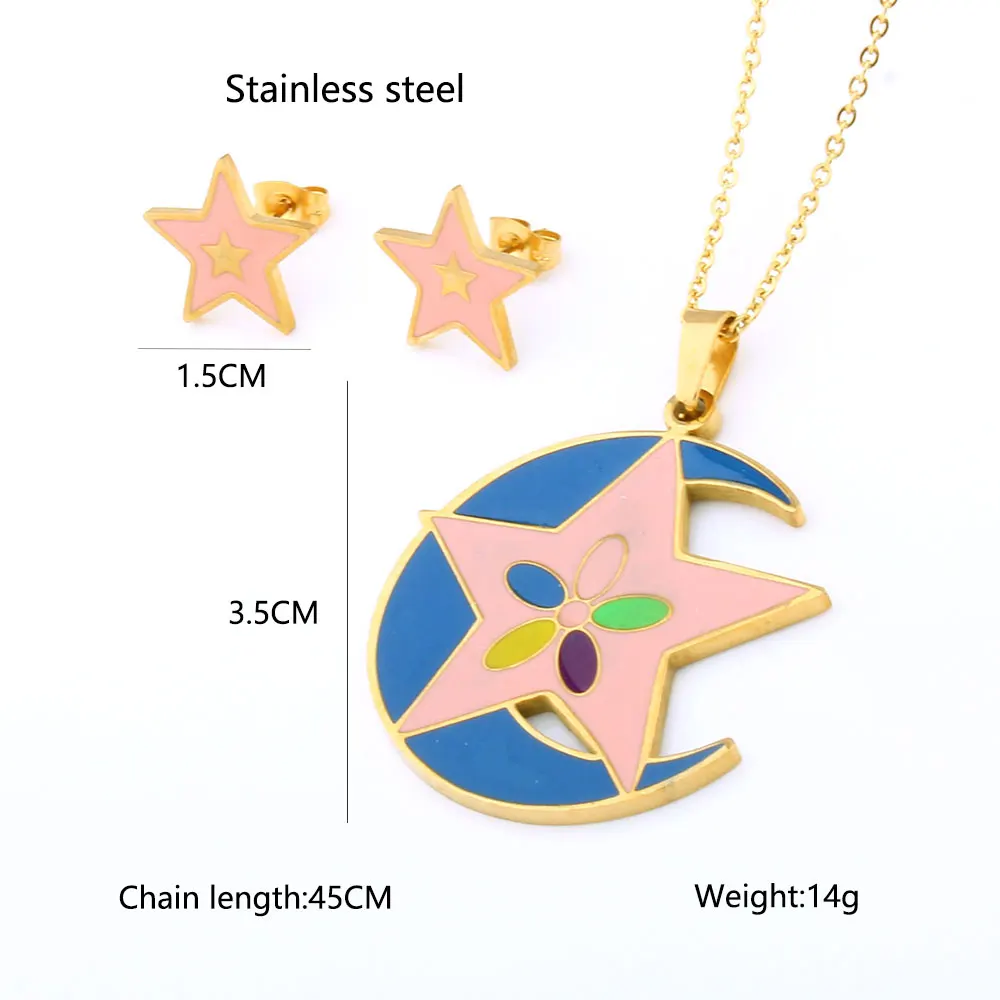 Ювелирные наборы XUANHUA Moon Star из нержавеющей стали модное женское ожерелье и серьги