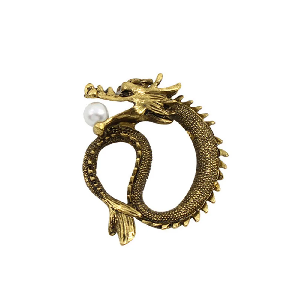 Винтажная Золотая Серебряная Брошь с искусственным жемчугом дракона шаль