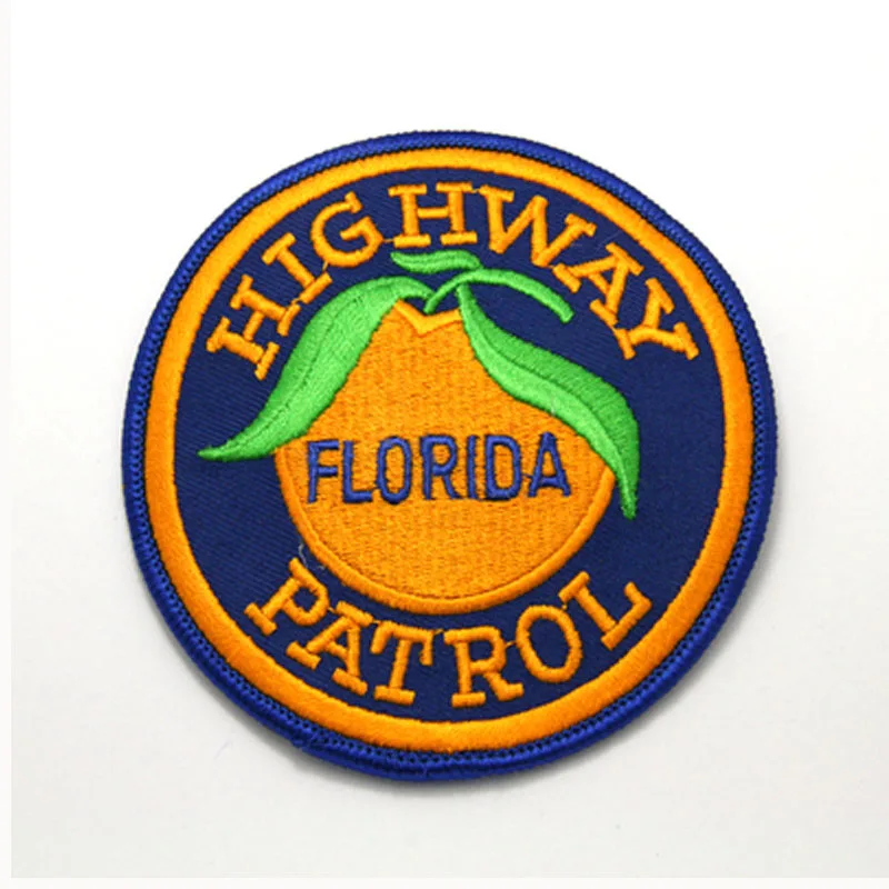 #592 &quotHIGHWAY PATROL FLORIDA&quot нашивка железного цвета для одежды футболка свитер Вышивка