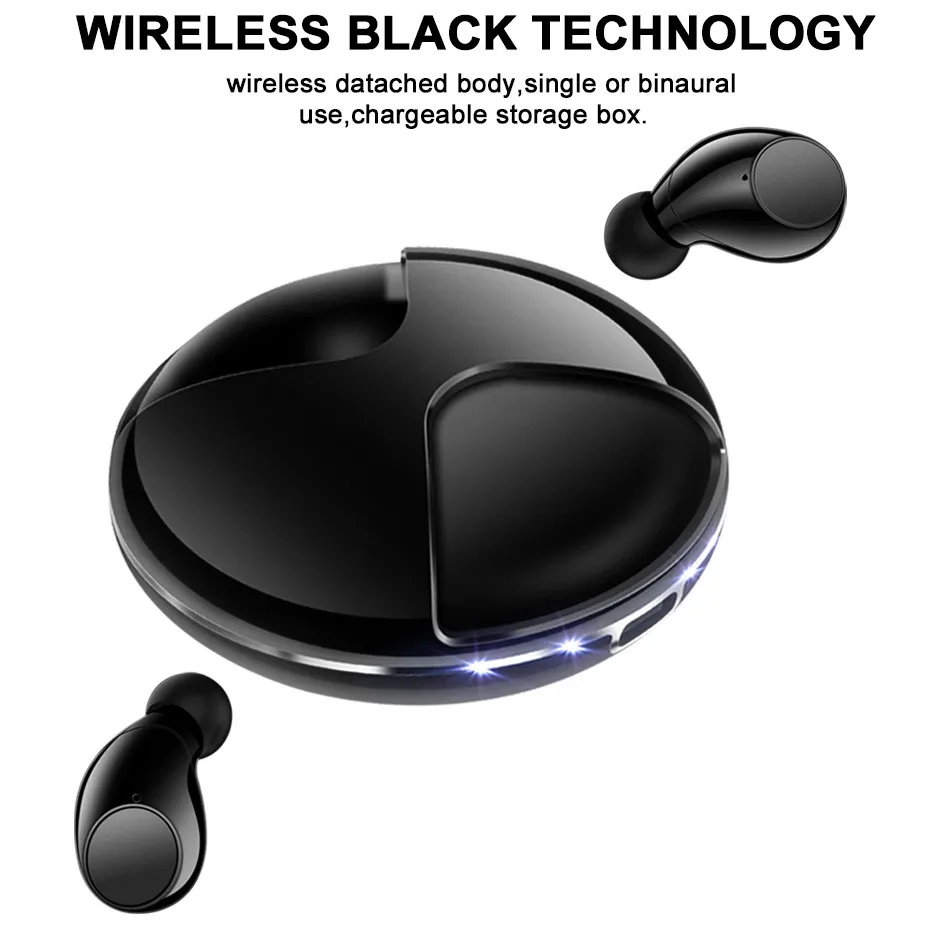 Мини Bluetooth наушники СПЦ стерео Беспроводной спортивные Шум отмена LED НЛО дизайн