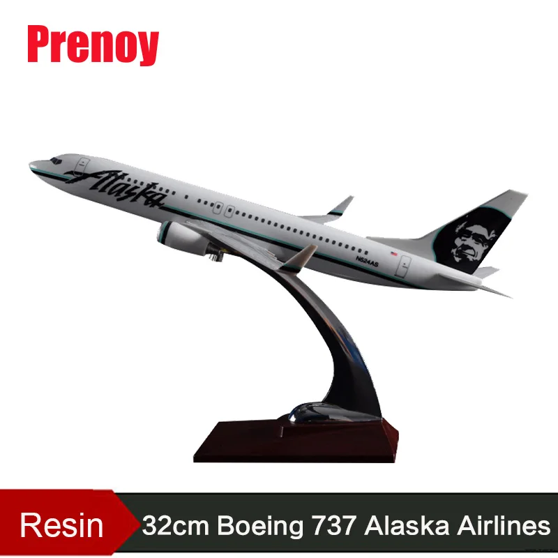 Модель самолета авиакомпании Аляска модель воздуховода B737 подарок игрушка 32 см