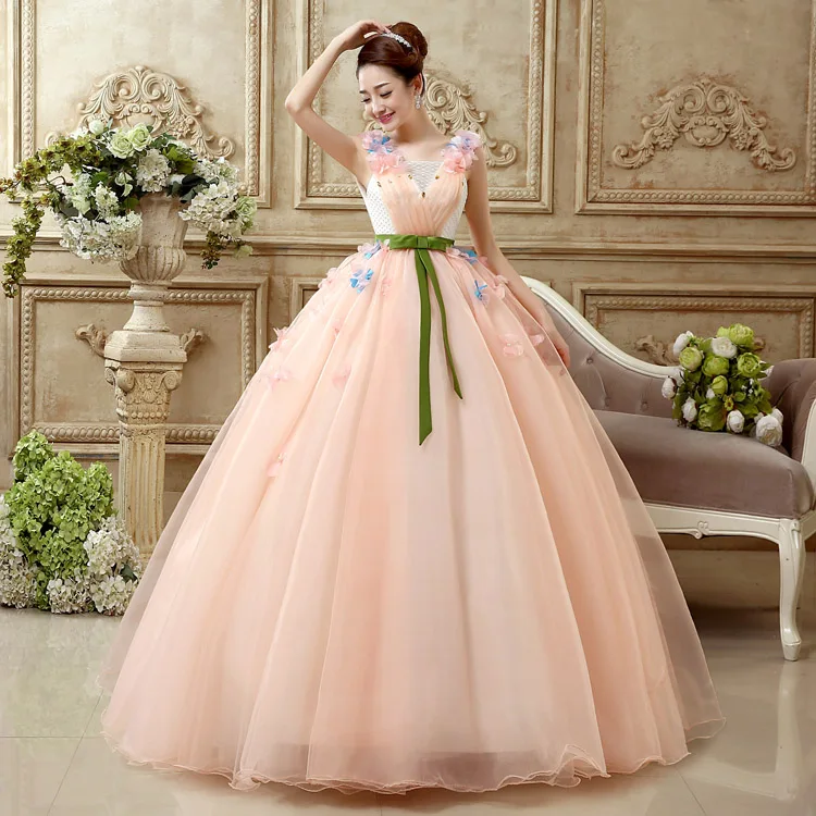 2019 Wedding Floral Backless Elegant PinkDress Sexy Women V Neck Ball Gown Sashes Sleeveless Beach Style Party Dresses Wholesale|Женские
