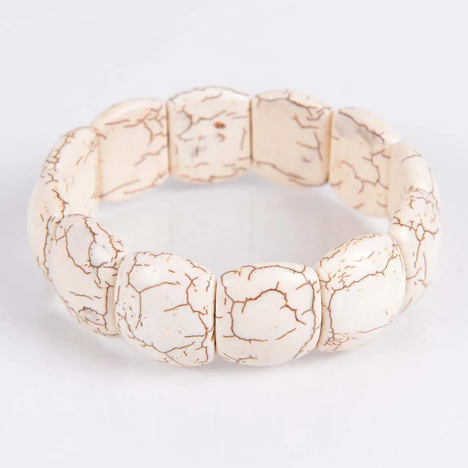 Белый красный синий эластичный браслет Howlite широкие браслеты с запястьем в форме