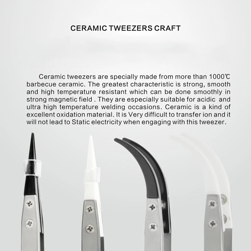 High Precision Ceramic Tweezers Temperature Resistance Stainless Steel for Electronic SMD Phone Repair | Инструменты