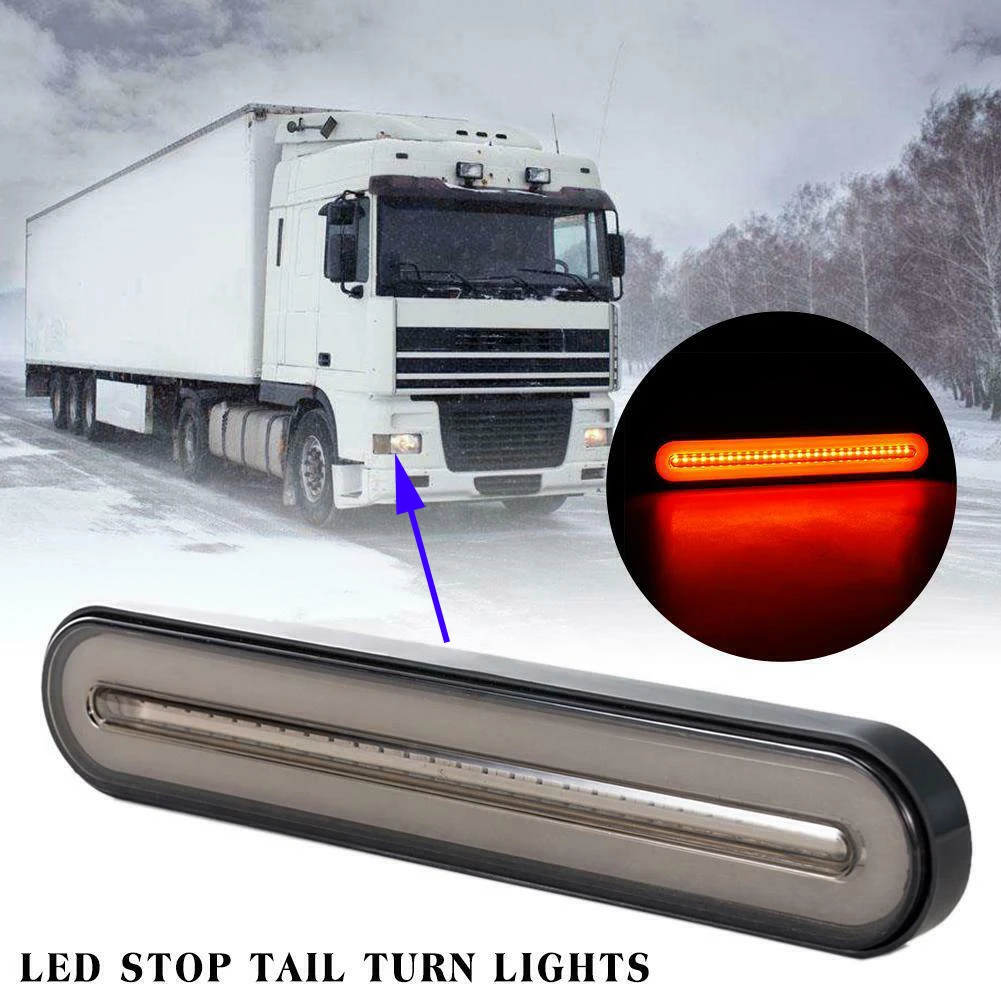 12-24V Trailer Tail Lights Universal Heavy trucks Halo Neon LED RV Trailer Truck Stop Flowing Turn Signal Brake Rear Tail Light