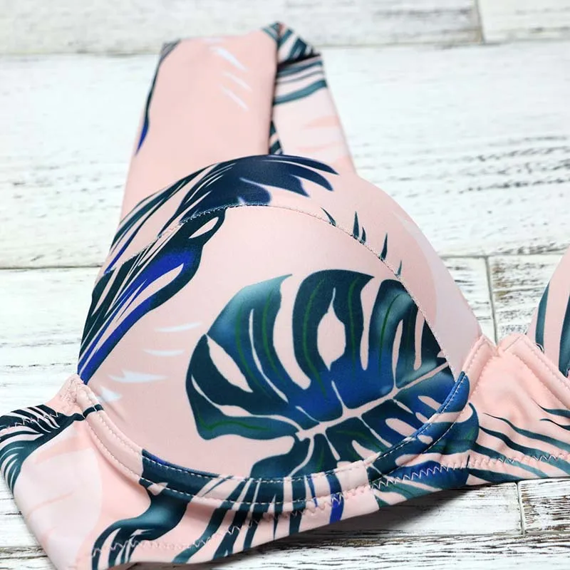 High Waist Bikini 2018 Push Up Swimsuit Female Off Shoulder Swimwear Women Bikinis Set Sexy Floral Bathing Suit Swim Monokini | Женская