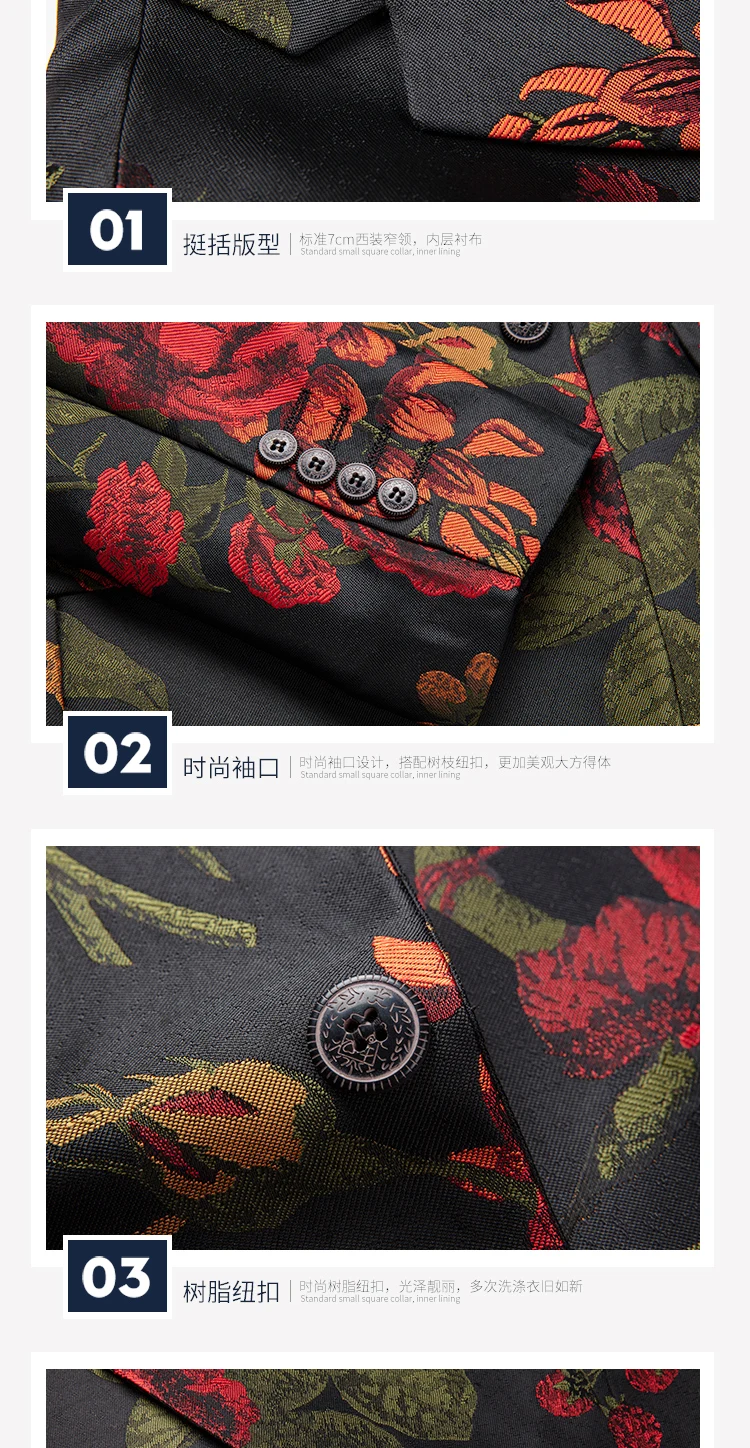 Floral Printed Men's Suit Jacket Wedding Party Dress blazer Slim Fit Blazers Business Casual Man Suit Blazers Big Szie M-6XL
