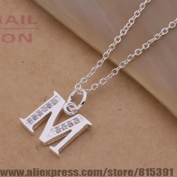 An219 посеребренные ожерелье Серебряный мода ювелирные изделия кулон M / duuammba etyanlfa |