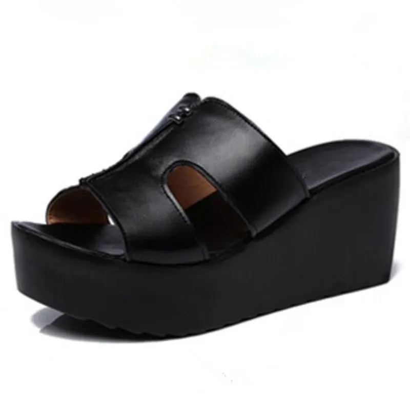 Сандалии женские из натуральной кожи босоножки на танкетке Элегантная удобная