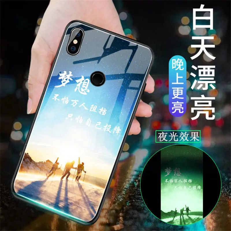 A4 Чехол для телефона для Xiaomi Redmi Note 7, чехол, светящаяся, светящаяся, закаленное стекло, задняя крышка для Xiaomi Redmi Note 7 Pro, чехол, силиконовый - Цвет: A4