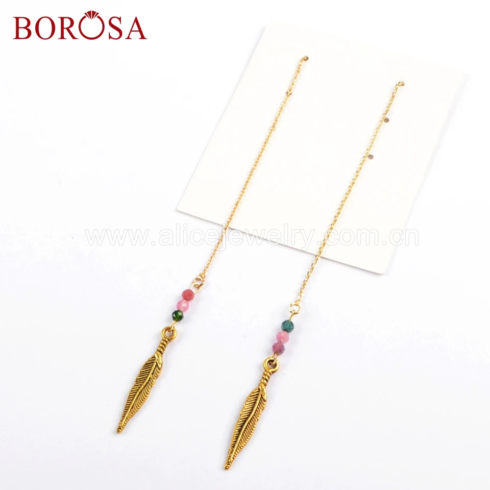 BOROSA 10 пар Druzy ювелирных изделий Boho Chic оставьте бусинами регулируемые Длинные