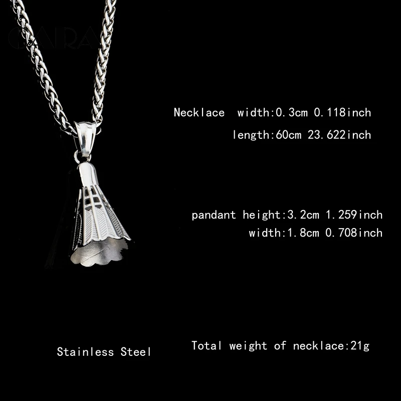 Новое ожерелье для бадминтона CARA подвеска из нержавеющей стали бодибилдинга