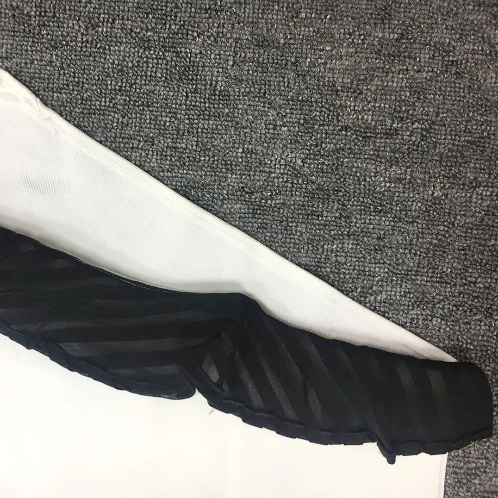 

White Sexy Deep V Neck Halter Dress 2018 New Summer Side Split Ruffles Mid Calf Party celebrity Bodycon Rayon Bandage Dress