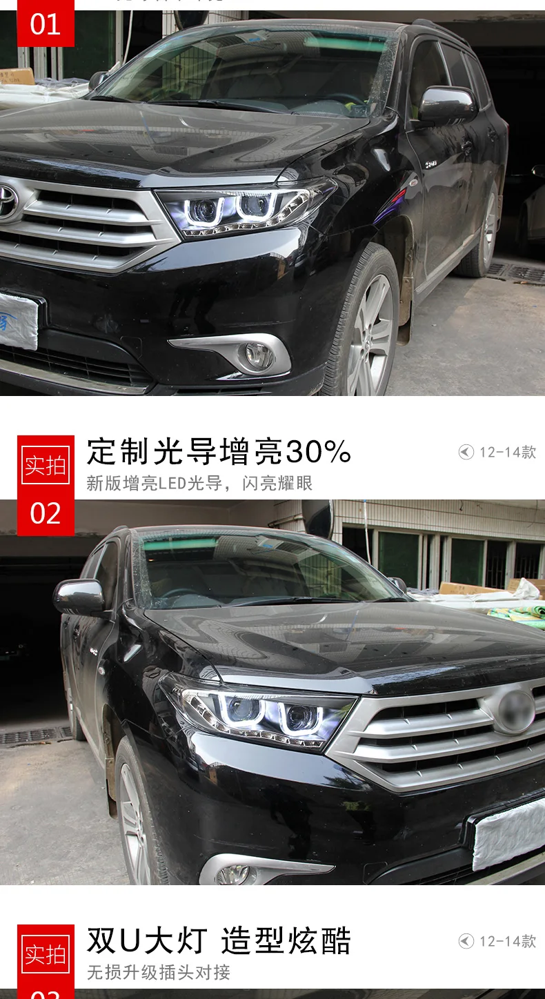 Doxa автомобильный Стайлинг для Toyota Highlander 2012- фары светодиодный фары DRL Объектив двойной луч ксеноновые автомобильные аксессуары