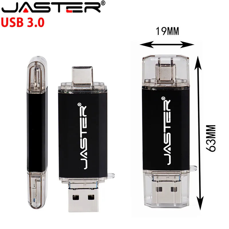 Новый OTG 3 в 1 от JASTER (Android USB и Type C) металлический ручной накопитель на заказ 64 ГБ 32 16