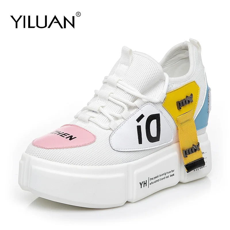 YIlLUAN/новые женские кроссовки на платформе обувь для бега толстой подошве