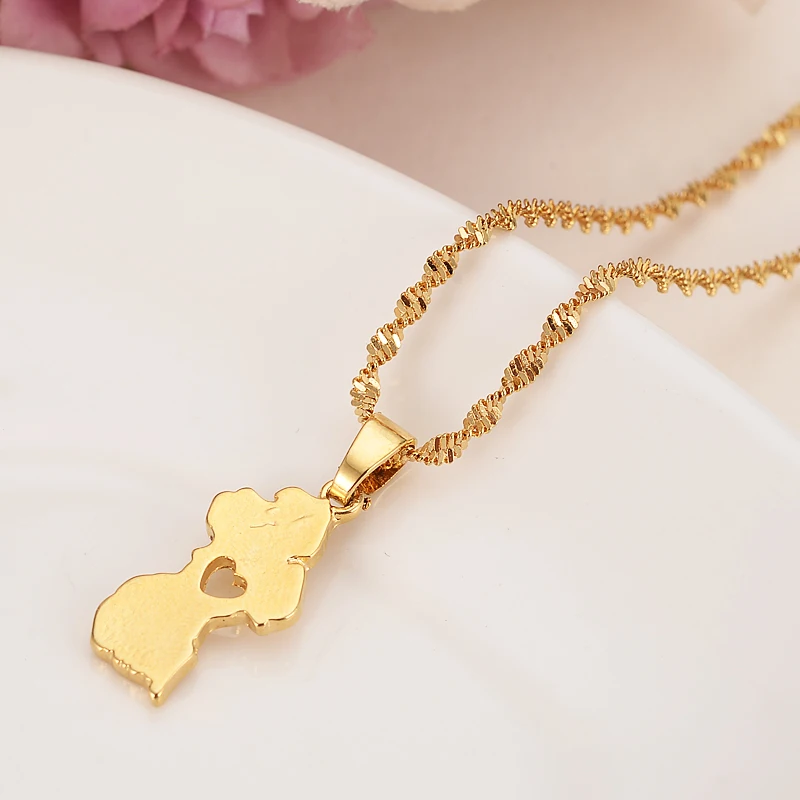Ожерелье золотого цвета с картой Гайаны для женщин и мальчиков|Подвески| |