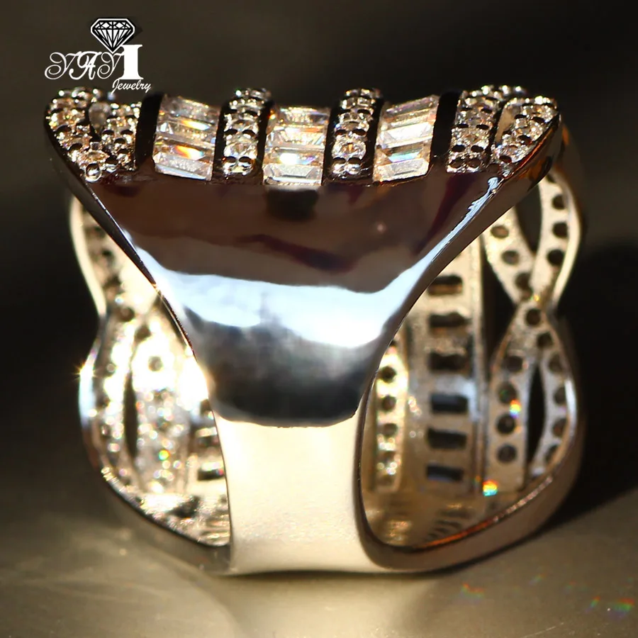 506- YaYI Jewelry Fashion Princess Cut 300pcs+ AAAAA White Zircon Silver Color Engagement Wedding Party Woman Girl Gift Rings | Украшения и